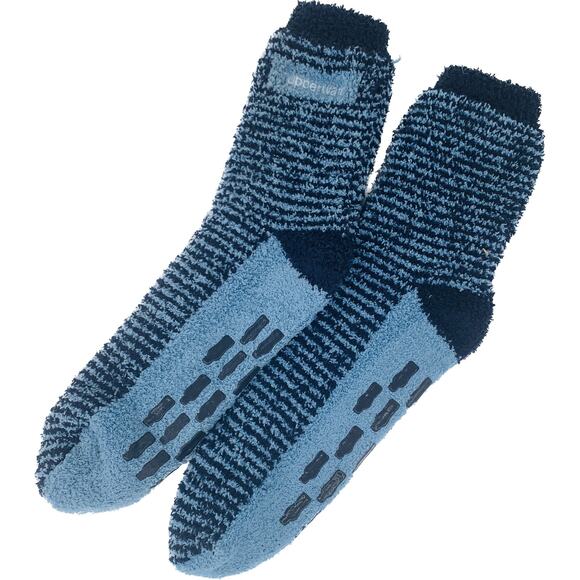 Fleece Socks Large Tupperware Non Slip Water Bottles Blue Light Dark Lined Warm - Picture 1 of 7